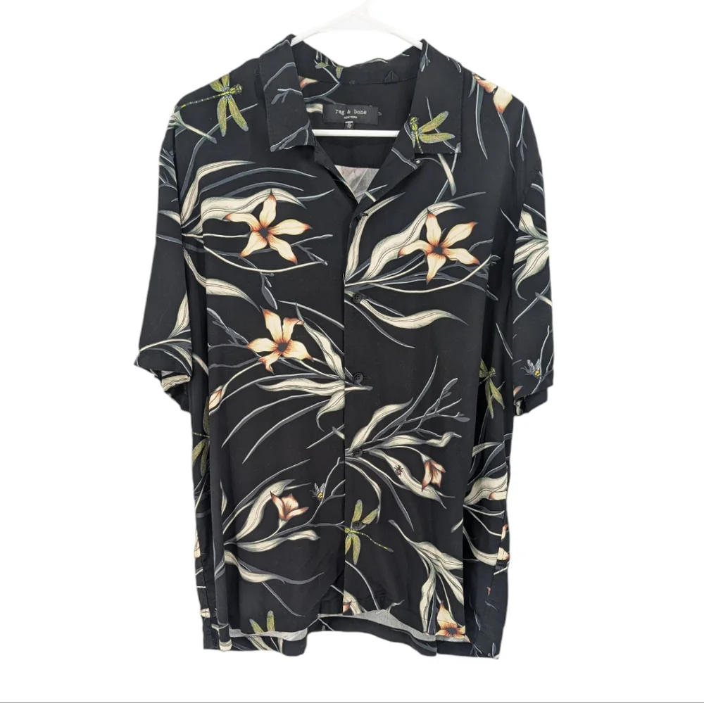 Rag & Bone Men's Avery Graphic Camp Shirt Size XL - Picture 2 of 8